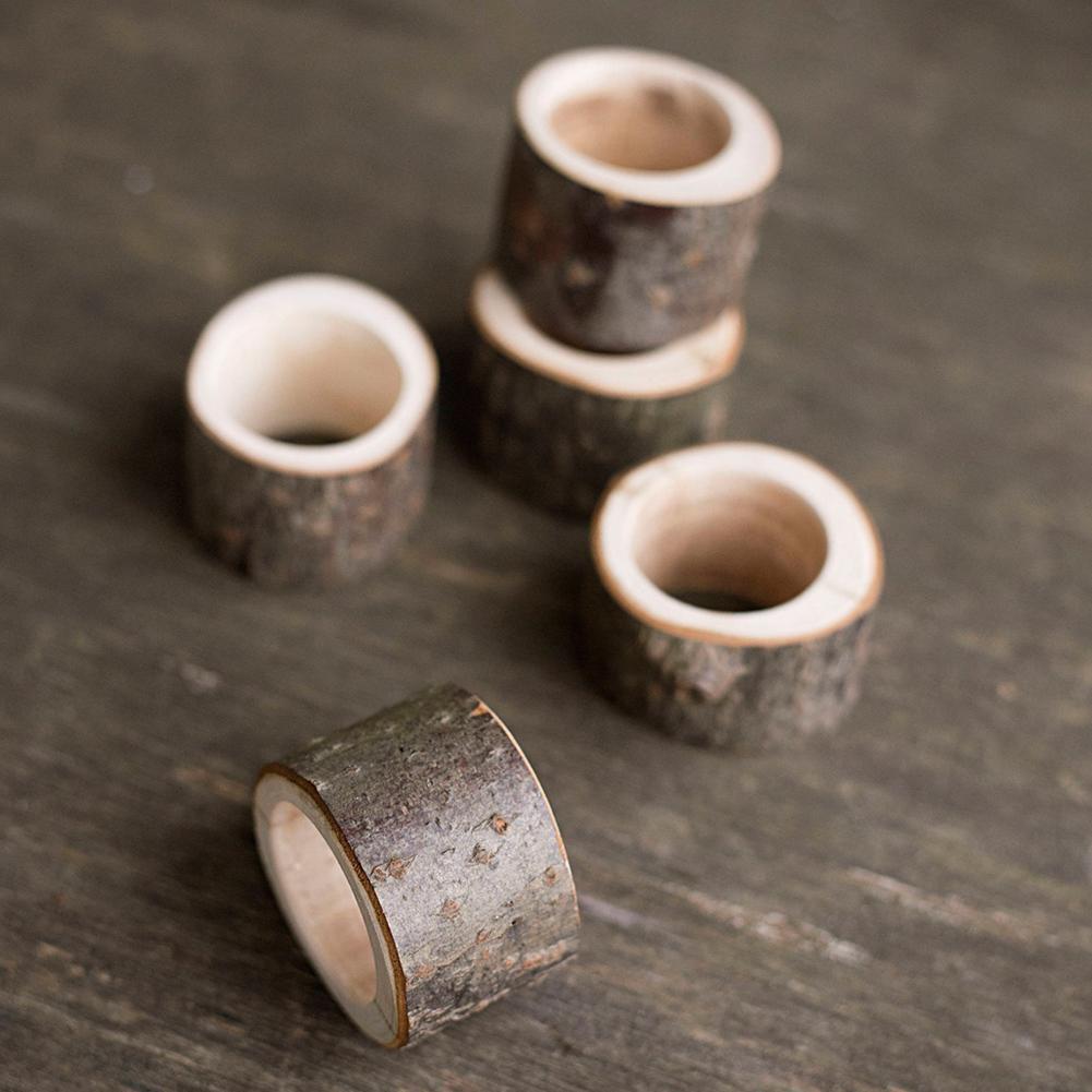 Rustic Wooden Napkin Ring Wedding Party Napkin Holder Table Decoration Gift