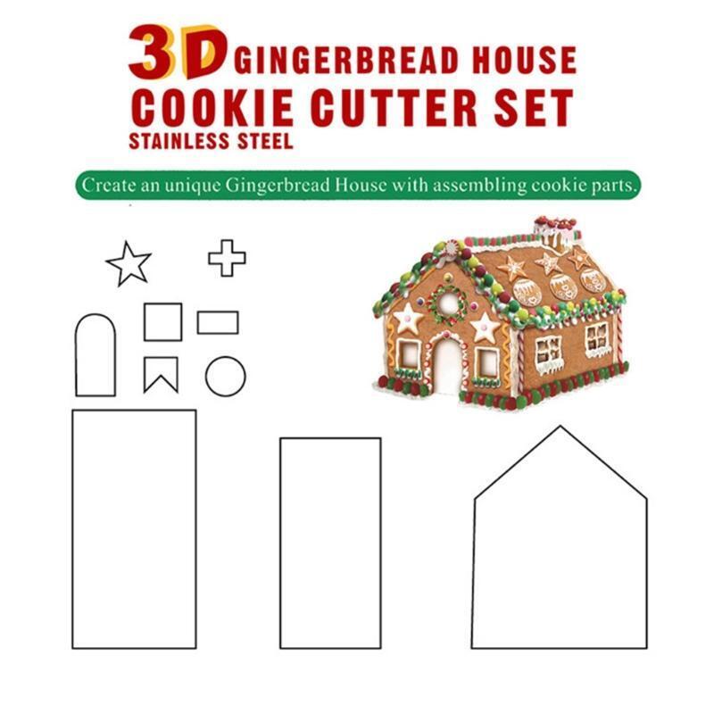 10-Piece Gingerbread House Cookie Cutter Kit Chocolate Little House Biscuit Mold