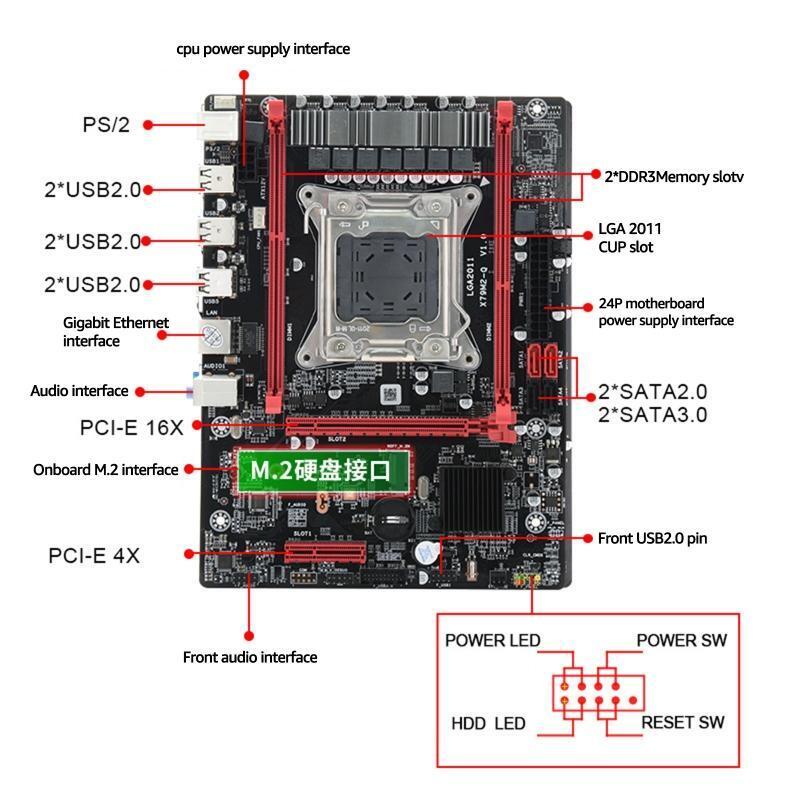 X79M2-Q LGA 2011 Desktop Motherboard DDR3 x 2 Memory Slot NVME M.2 64GB 8 x USB2