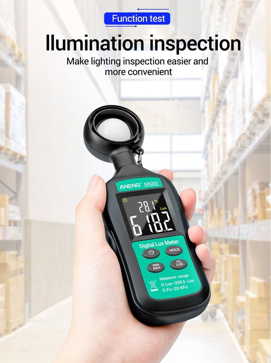 GN201 True RMS Handheld 200K Digital Light Meter Luxmeter Photometer UV Meter