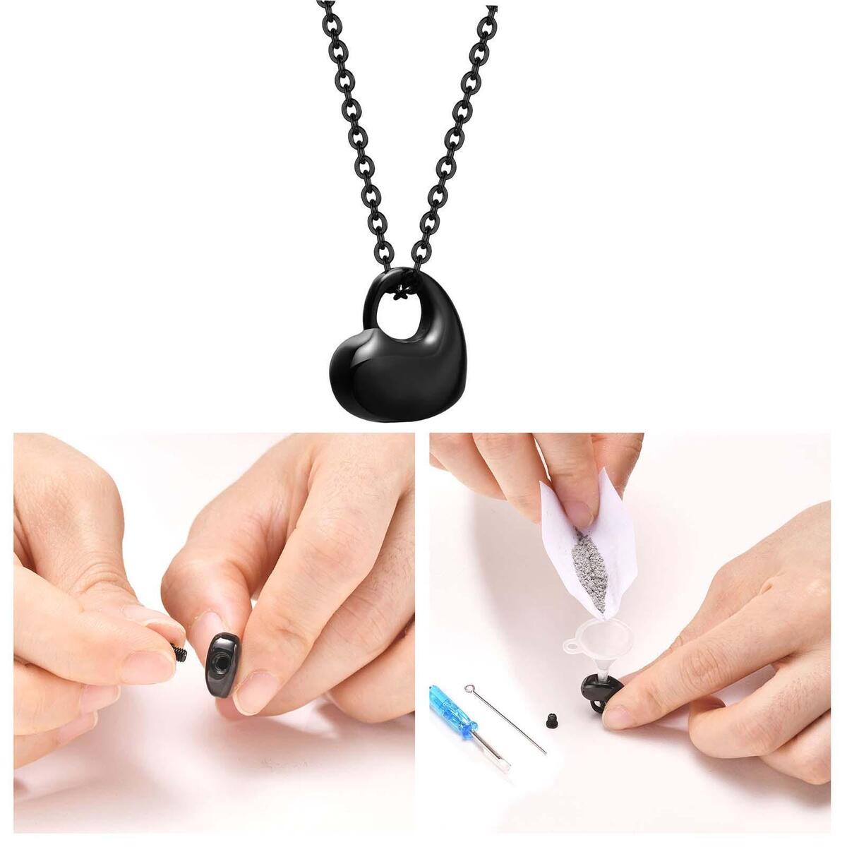 3Pcs Heart Urn Necklace Memorial Ashes Holder Hand Crafted Durable