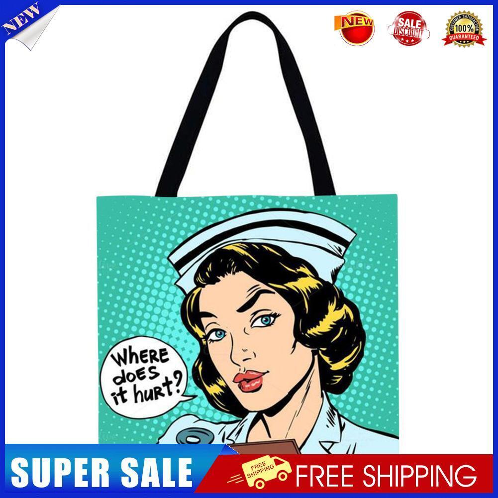 Cartoon nurse Printed Shoulder Shopping Bag Casual Large Tote Handbag