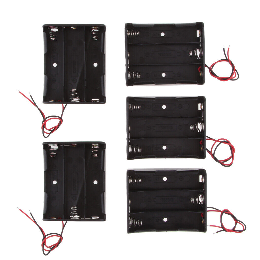 18650 Battery Case Holder, 5 Pcs 3-Slot x 3.7V DIY Battery Storage Box