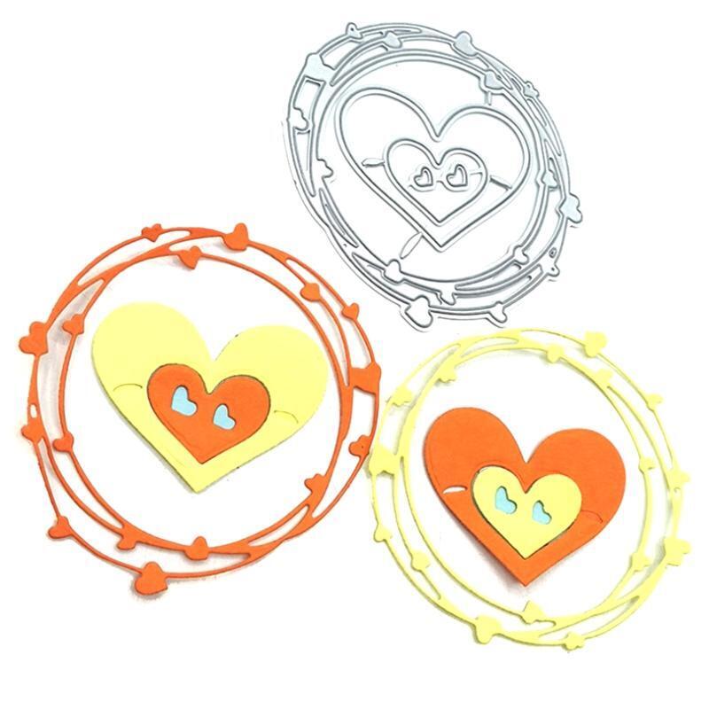 Heart Circle Metal Cutting Dies Scrapbooking Stencil Die Cuts Card Embossing DIY