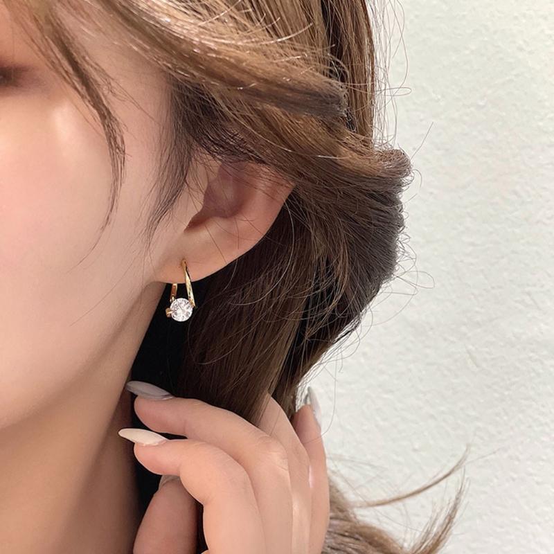 Female Jewelry Irregular Zircon Ear Buckle Elegant Zircon Crystal Earring Dangle