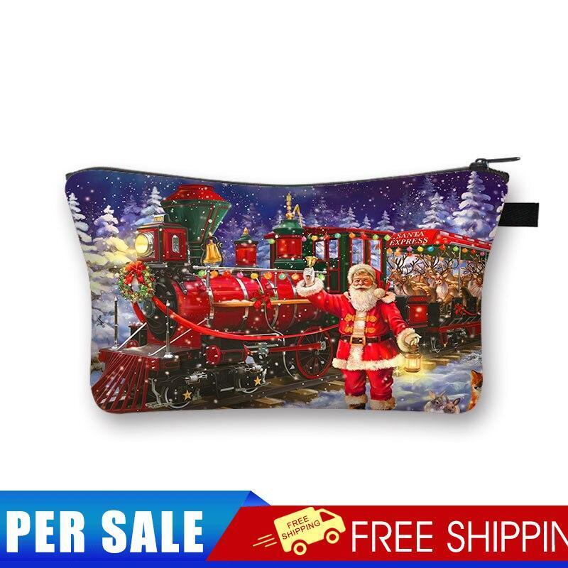 Christmas Printed Hand Hold Travel Storage Cosmetic Bag Toiletry Bag