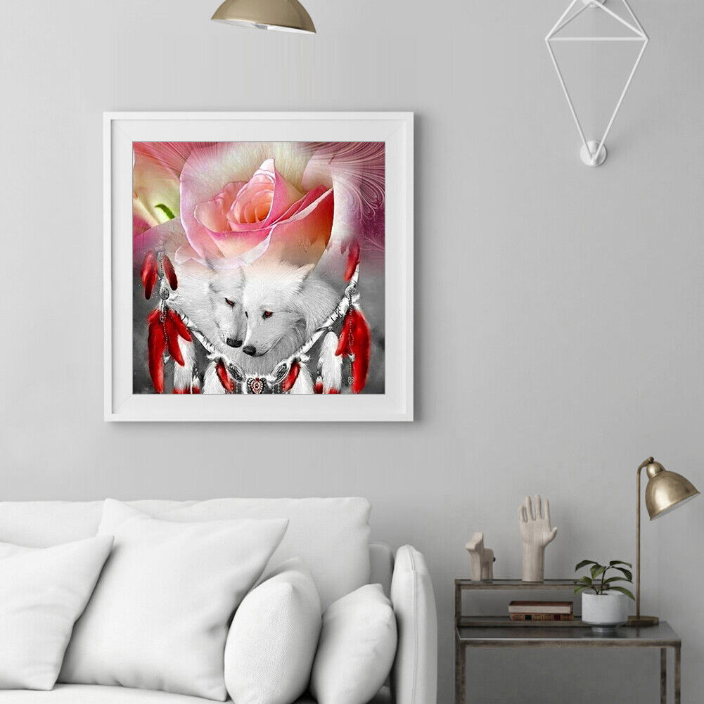 Diamond Round Drill DIY Wolf Dream Catcher Picture 5D Full Art Painting Kit