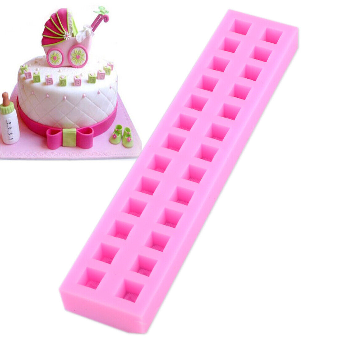 English 26 Letters Alphabet Mould Fondant Cake Chocolate Molds Silicone Tray Li