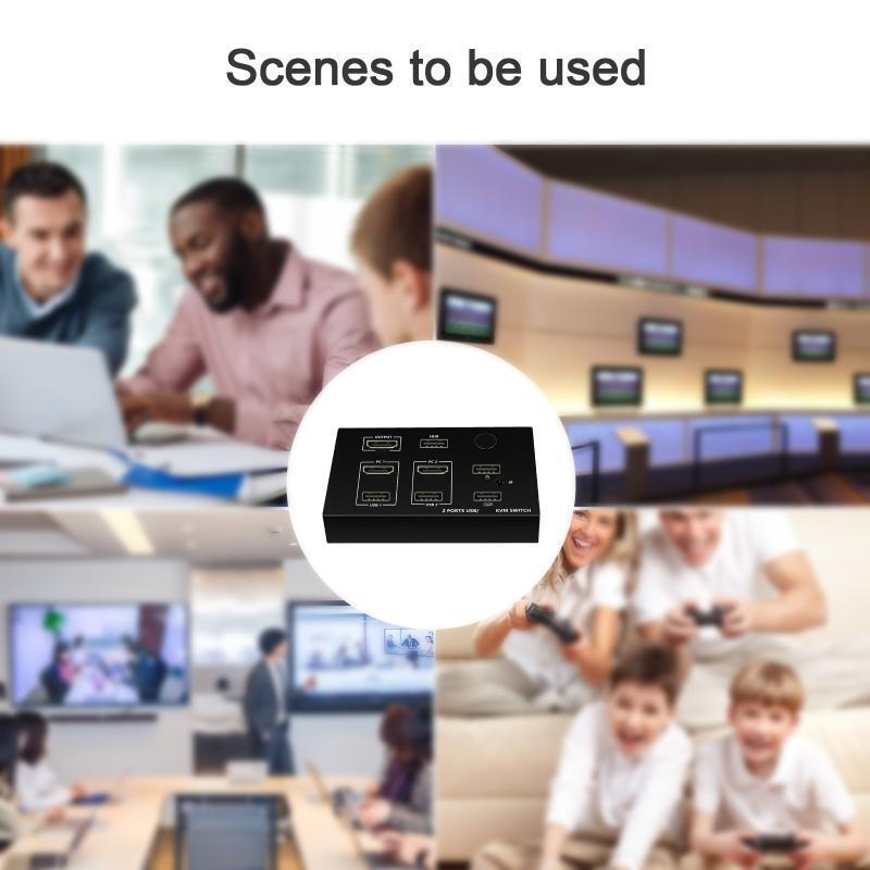 KVM Switch 2 Port Support Keyboard Switch HDMI-com USB Switcher for 2PC Share
