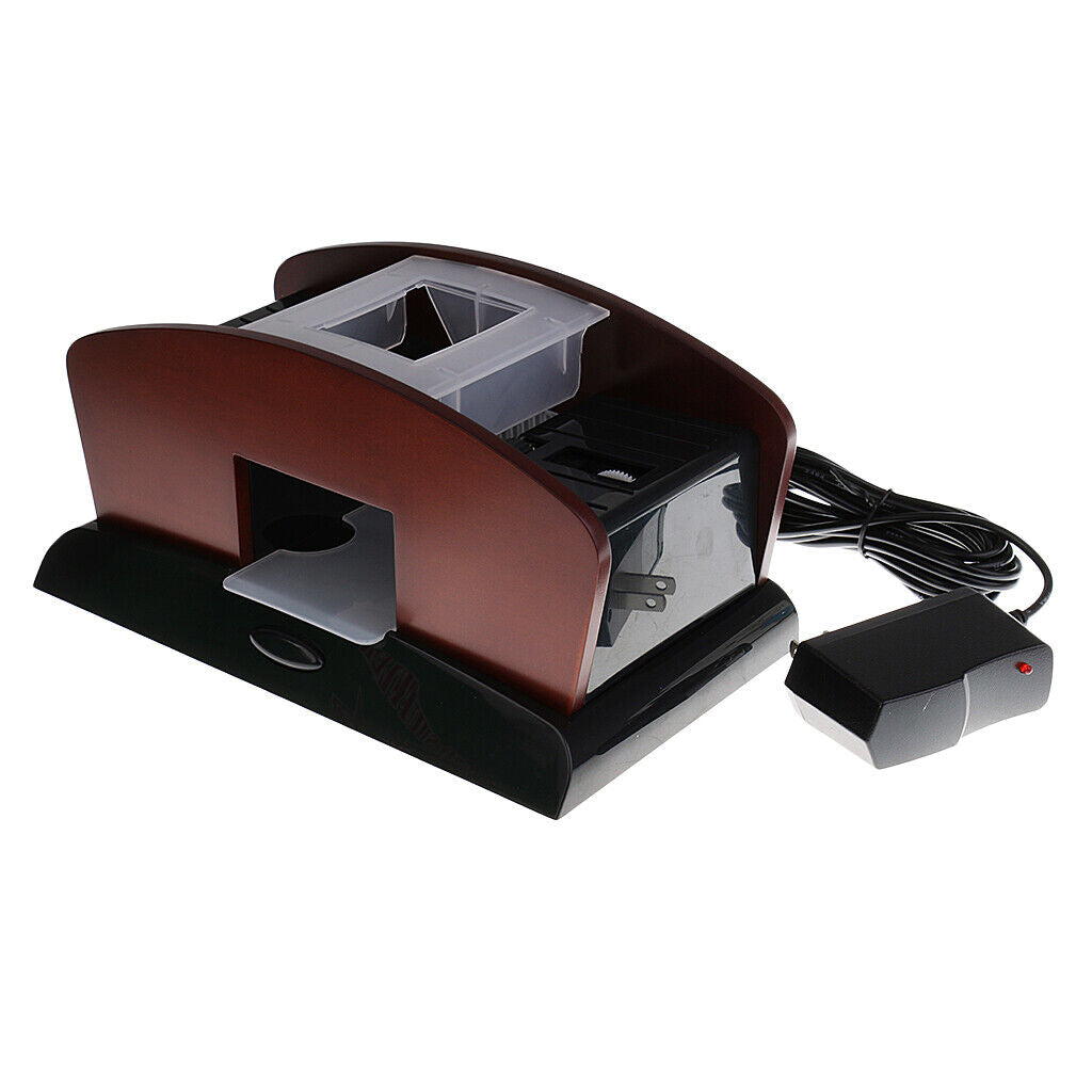 Wood Automatic Poker Card Shuffler Casino Playing Shuffling 2 Deck+Dealer #2