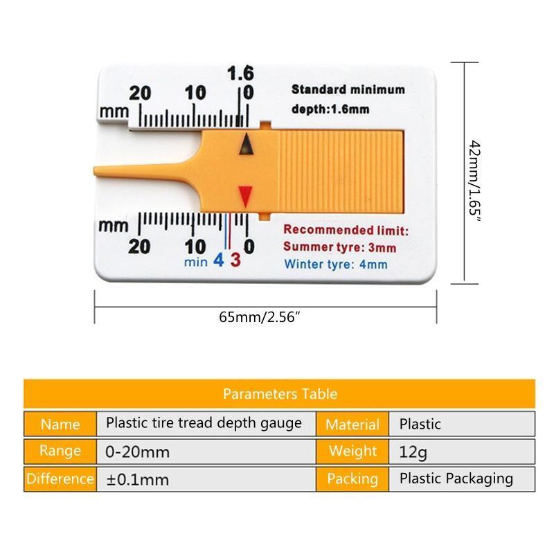 Tread Depth Meter Adjustable Plastic Digital Measuring Tool Tyre Tread Depth