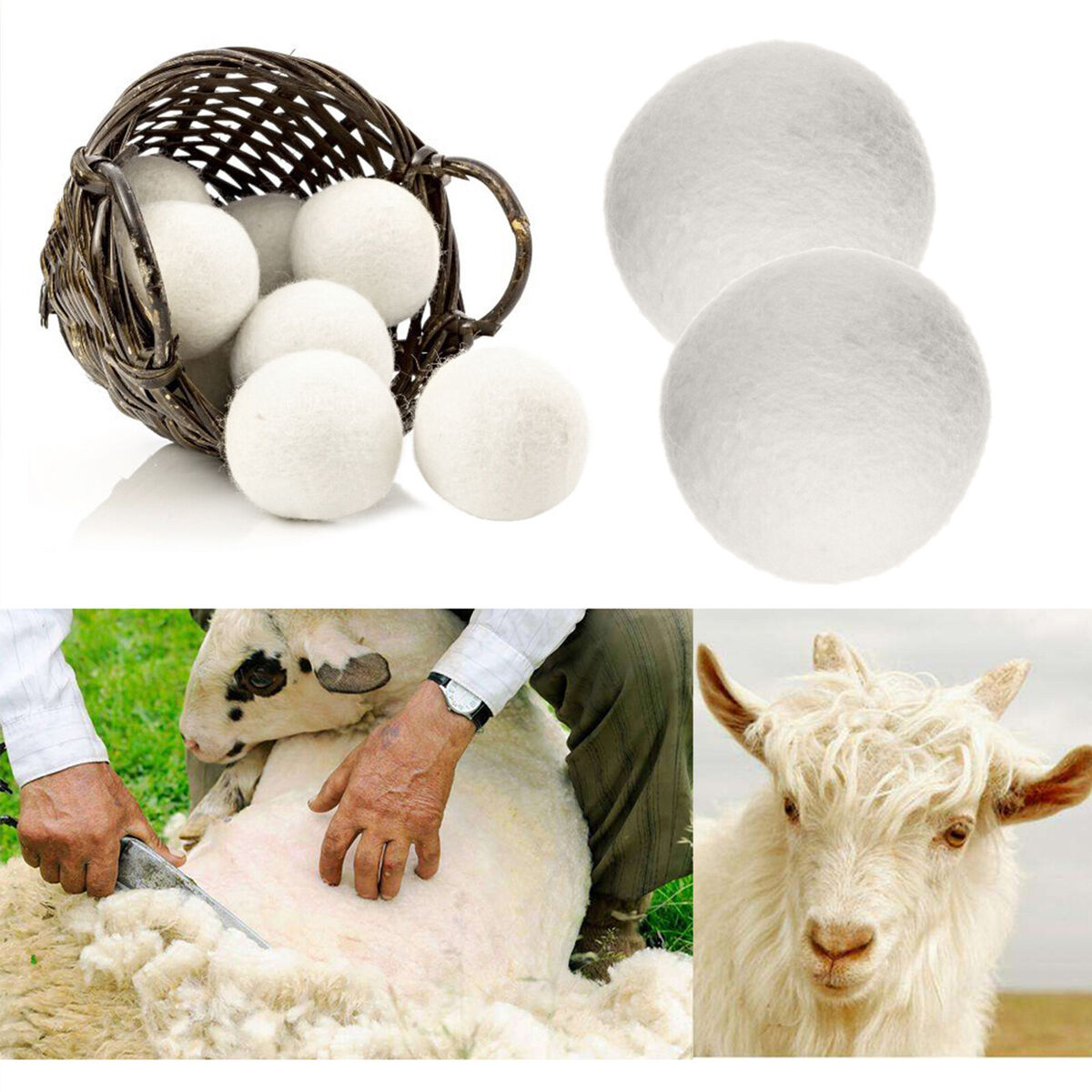 Organic Nature Wool Dryer Balls - 4 Pack Reusable Dryer Balls for Laundry