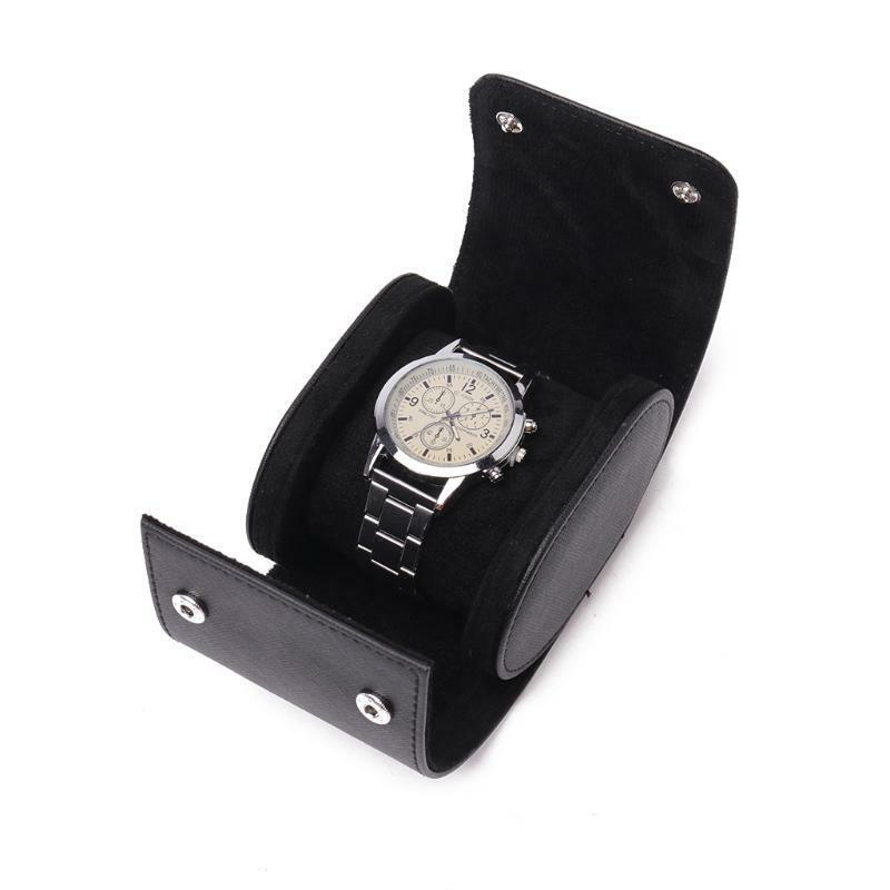 Real Leather Watch Roll Single Watch Travel Case for Men or Women