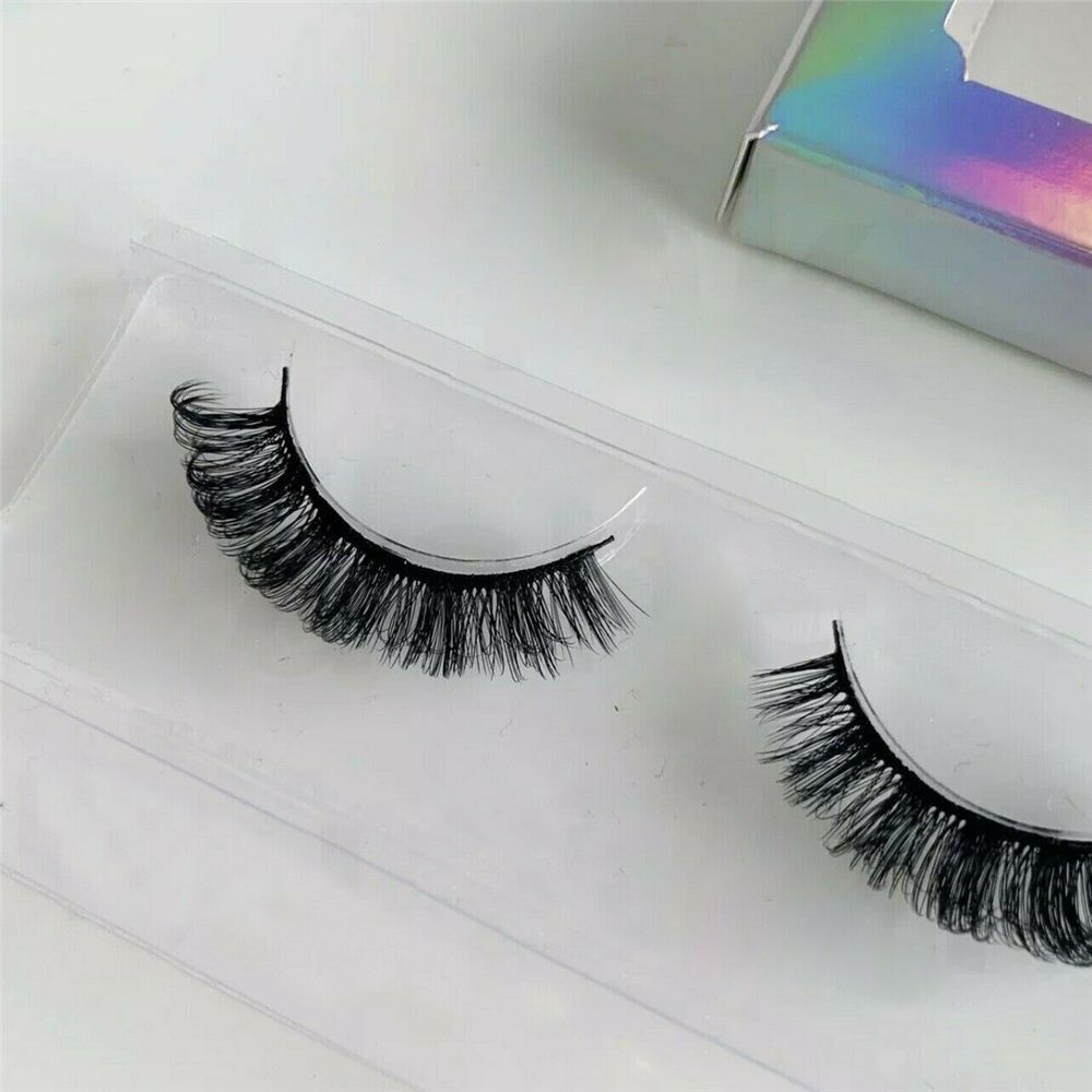 Fluffy Natural False Eyelashes Russian Strip Lashes D Curl Faux Mink Lashes