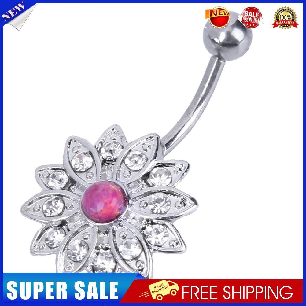 Elegant Natural Body Piercing Jewelry Opal Crystal Flower Navel Nail(OP23)
