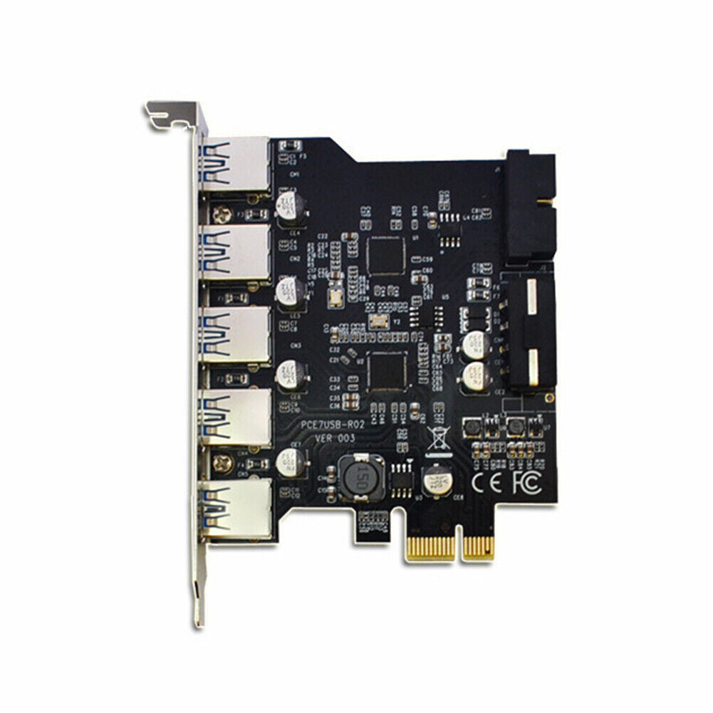 PCI-E Expansion Card for Desktop PC 5 Ports USB 3.0 HUB Adapter Extender