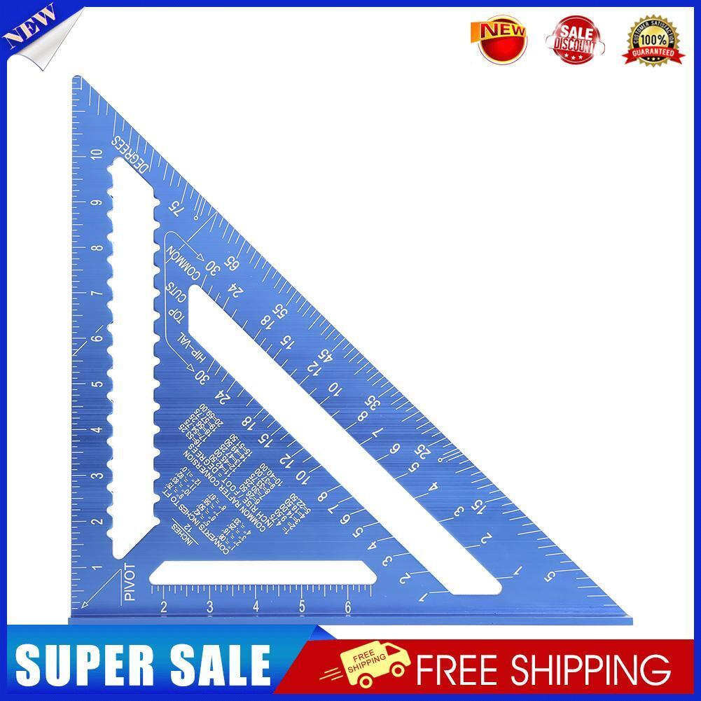 12 inch Metric Aluminum Alloy Triangular Measuring Ruler Angle Protractor