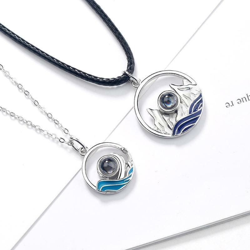 2Pcs 100 Different Language I Love U Nanotechnology Lover Pendant Necklace Lover
