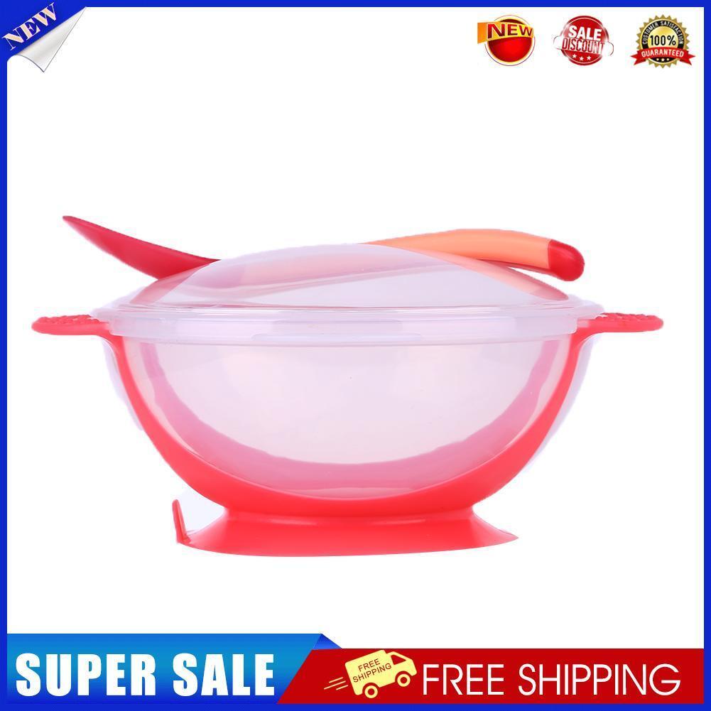 3pcs Baby Cutlery Sets Drop Resistance Suction Cup Bowl Spoon Kit (Pink