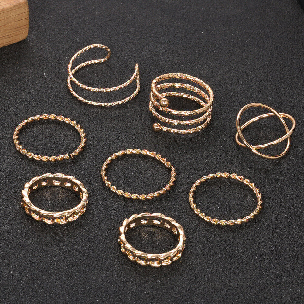 8pcs Multilayer Twist Women Knuckle Rings Women Charming Wedding Jewelry