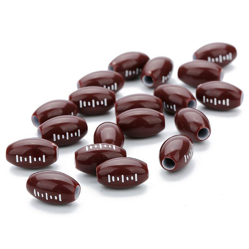 100Pcs Brown Rugby Beads American Football Sports Spacer Beads Jewelry Making
