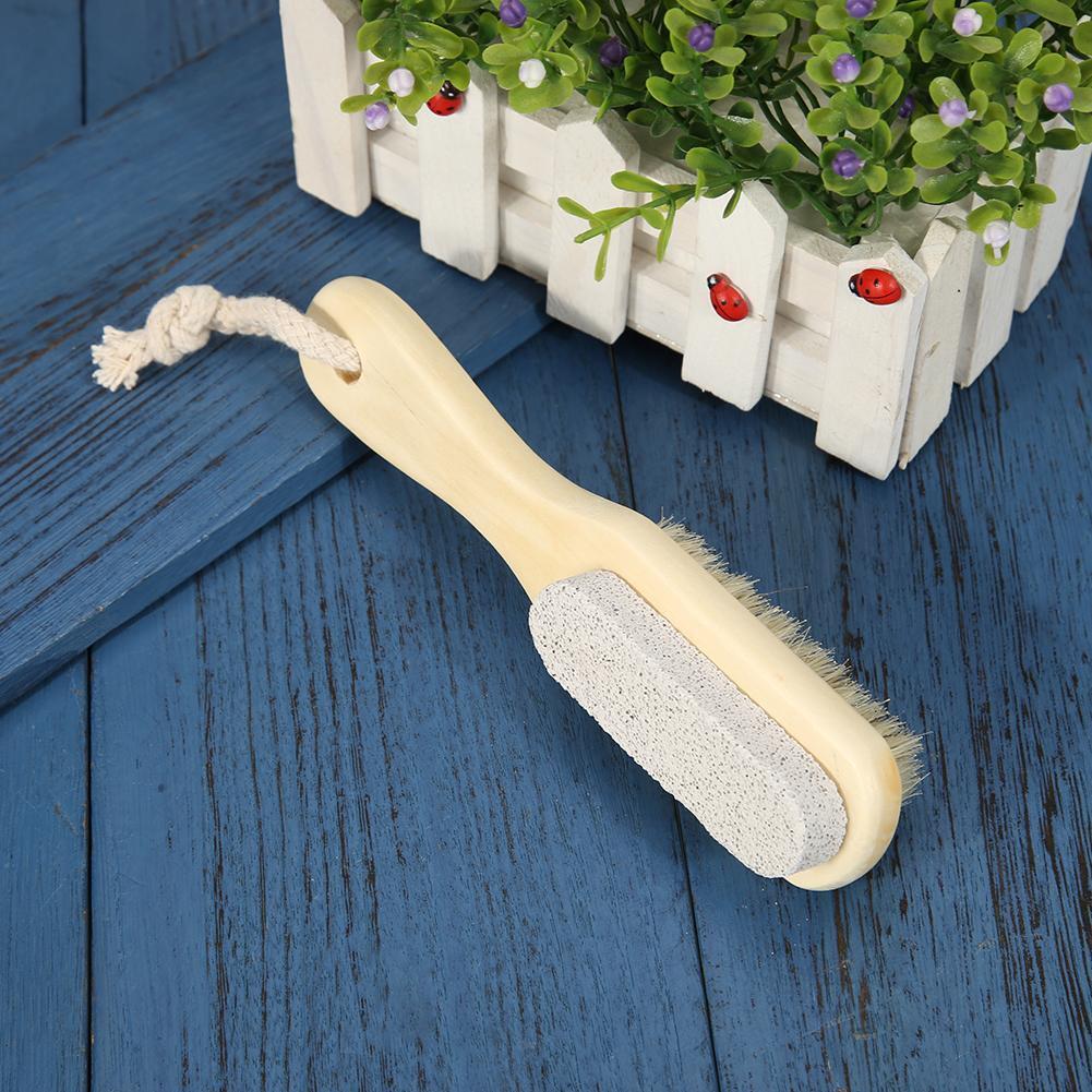 Wood Pumice Stone Foot Massage Brush Feet Exfoliating Remover Scrubber Tool
