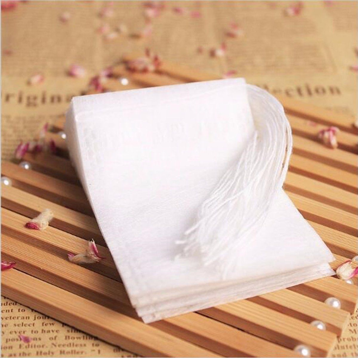100x non-woven Empty Teabags String Heat Seal Filter Paper Herb Loose Tea Bag EN