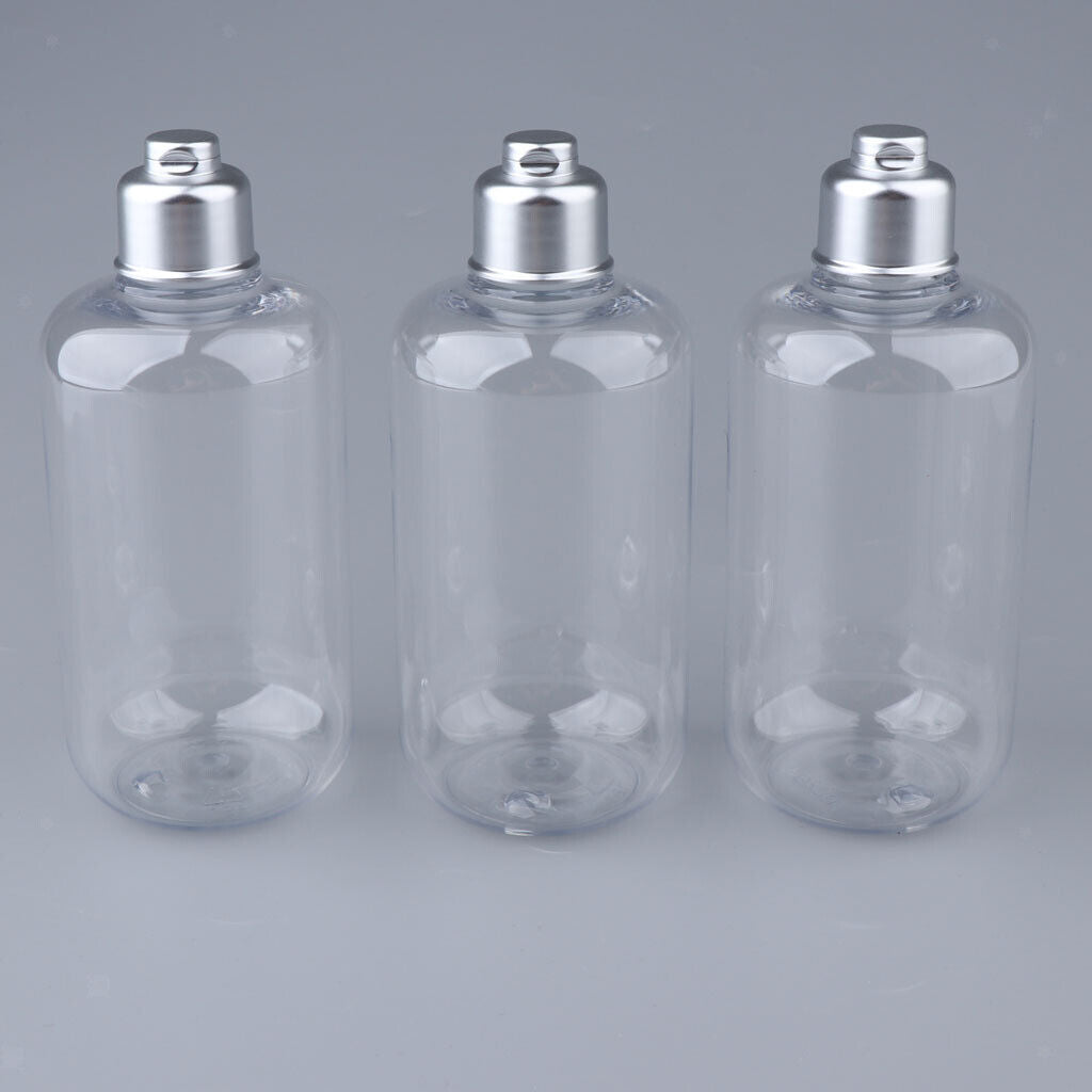 3Pcs Clear Plastic Refillable Bottles Electroplated    Container 300ml