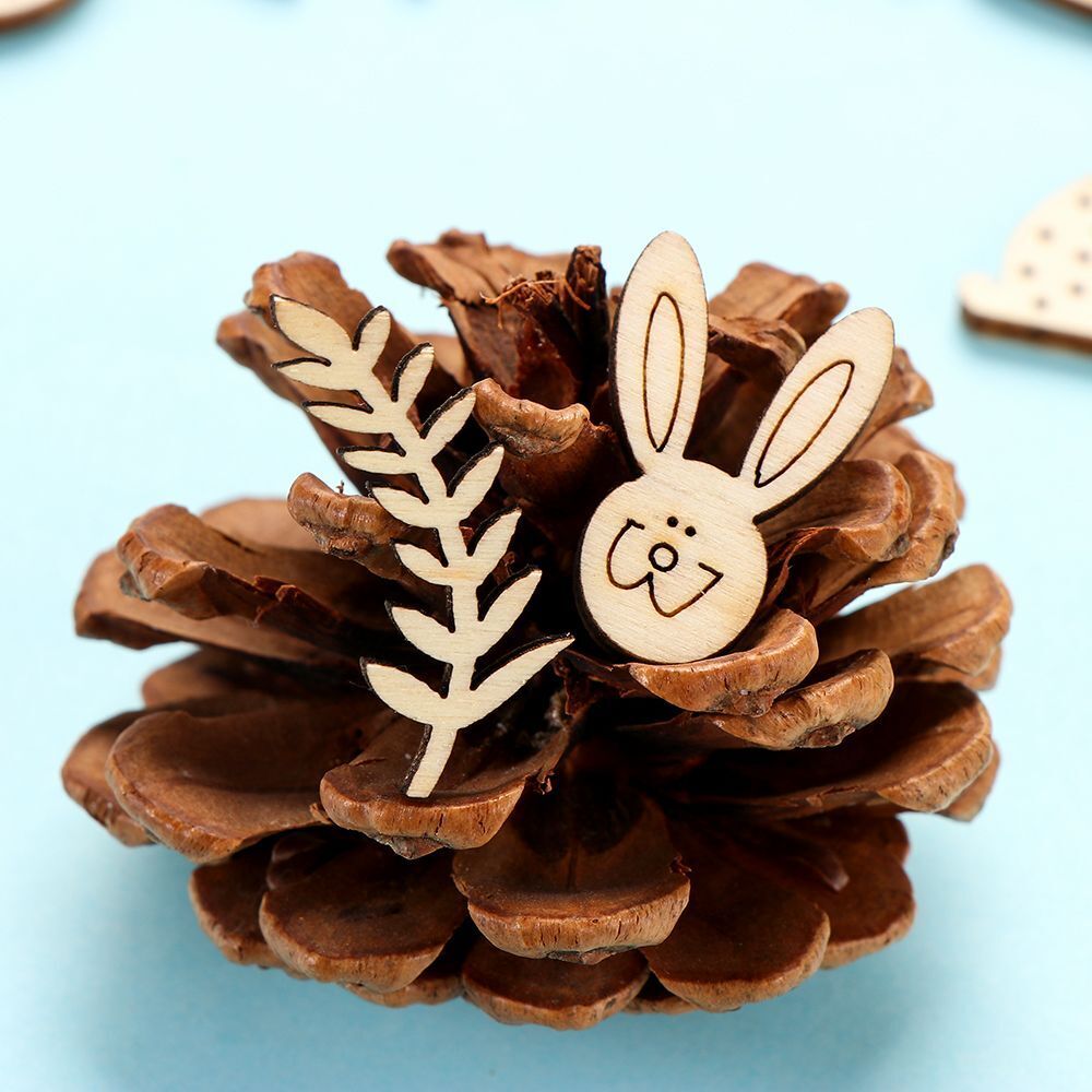 DIY Craft Wooden Eggs Easter Rabbit Easter Decorations Wood Chips Wood Slice