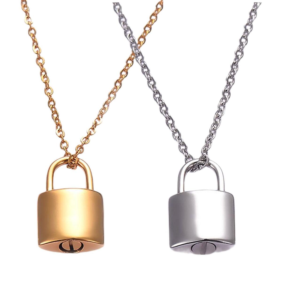 2Pcs Mini Padlock Cremation Urn Necklace Cremation Keepsake Charm Decorative