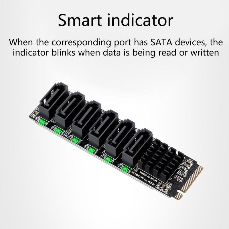 Pcie X2 M.2 Key M to 6-Port Sata 3.0 Adapter Card Ngff Nvme Sata 3.0 Converter