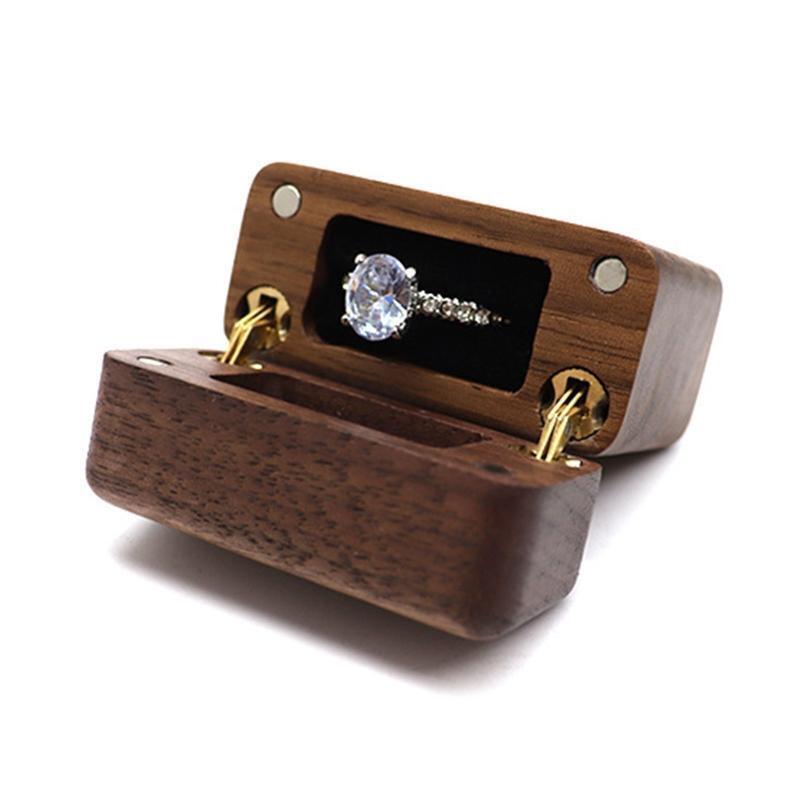Ring Box Protection Case Wedding Ring Box with 1 Slot Handcraft Ring Box for Men