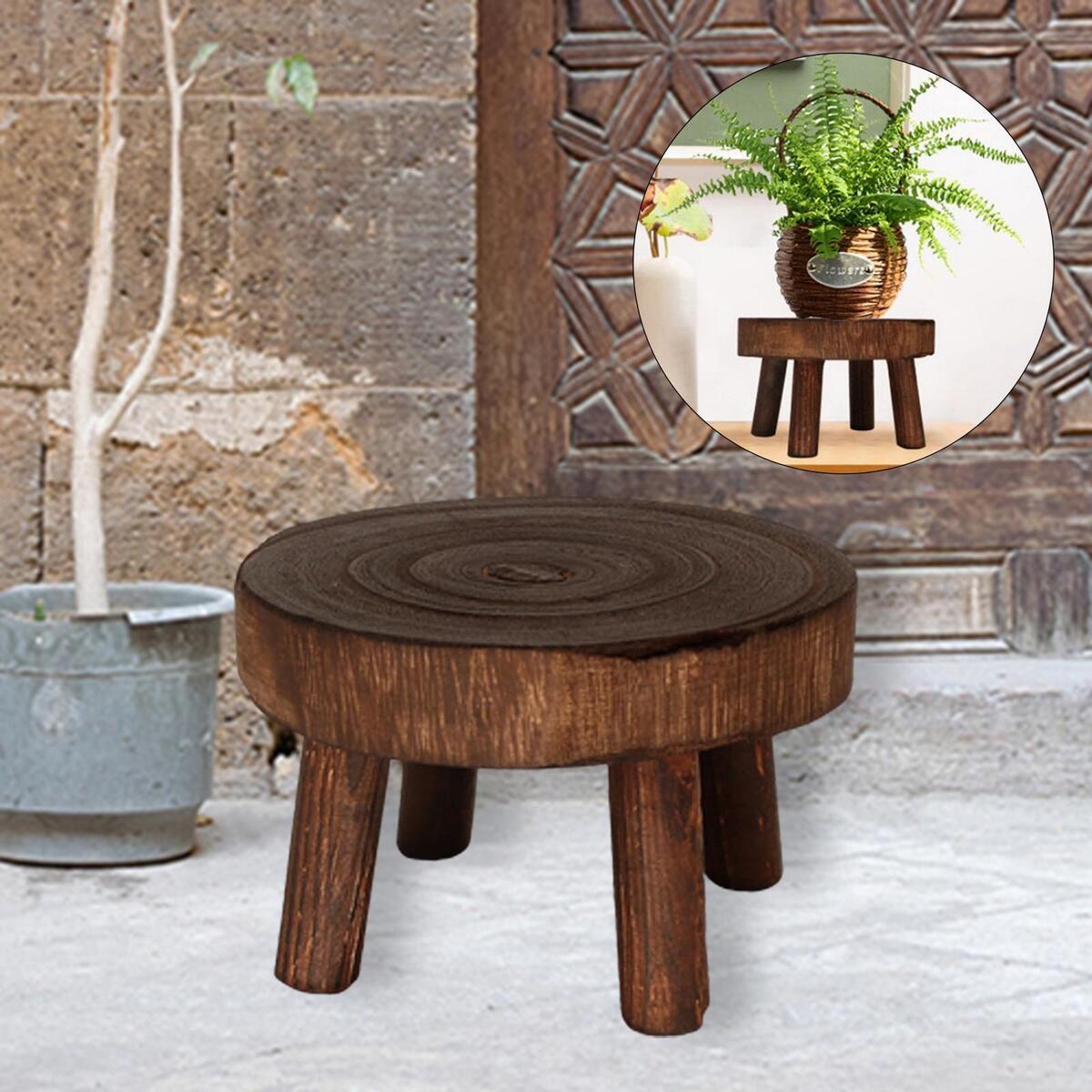 2x Solid Wood Flowerpot Stand Decoration for Balcony Lawn Patio