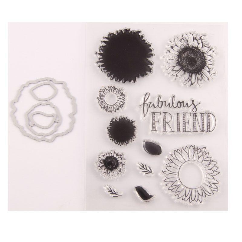 Sunflower Seal Stamp With Cutting Dies Stencil Set DIY Scrapbooking Embossing