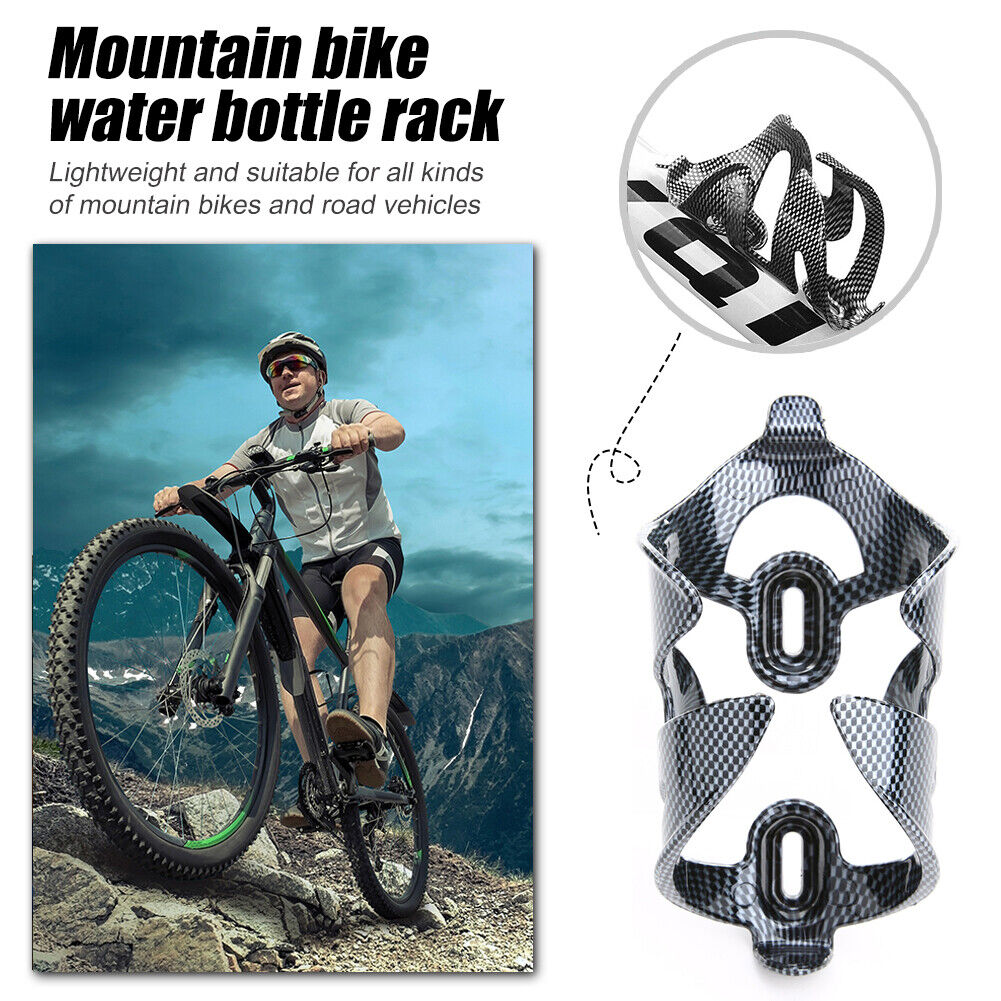 Bike Water Bottle Cage Carbon Fiber Texture Water Bottle Holder + 2 Screws