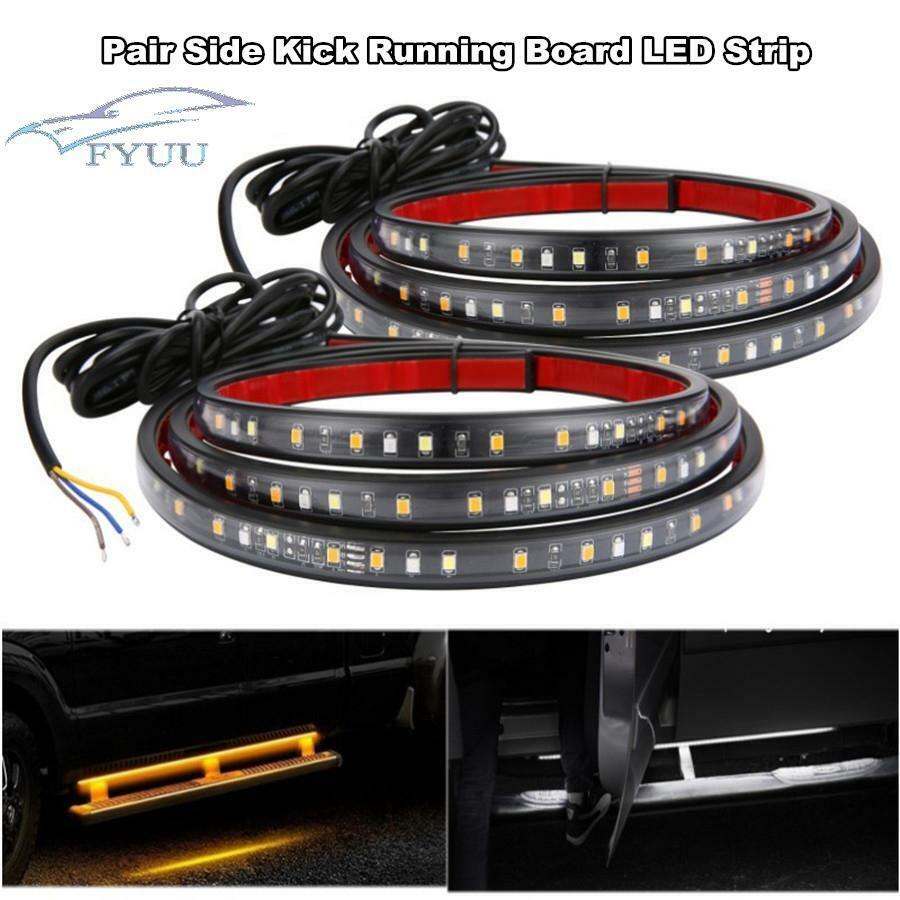 2X 24" Board Side Step LED Light Amber White Turn Signal DRL Bar 2835 SMD Style