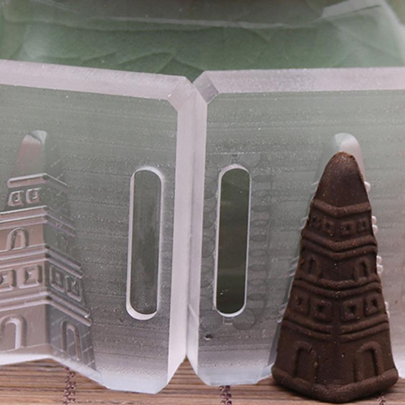 Transparent Acrylic Pagoda Shape Incense Cone Tower Mold Backflow Fragrant Mould
