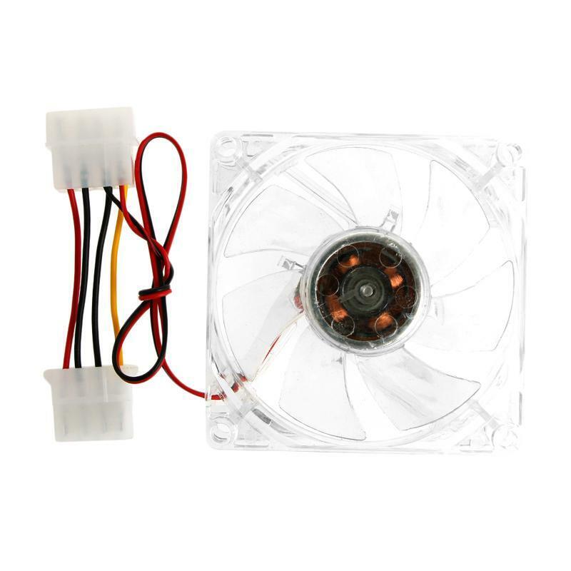Clear 4-LED Blue Neon Light 80mm 12V 0.18A PC Computer Case Cooling Fan 8025