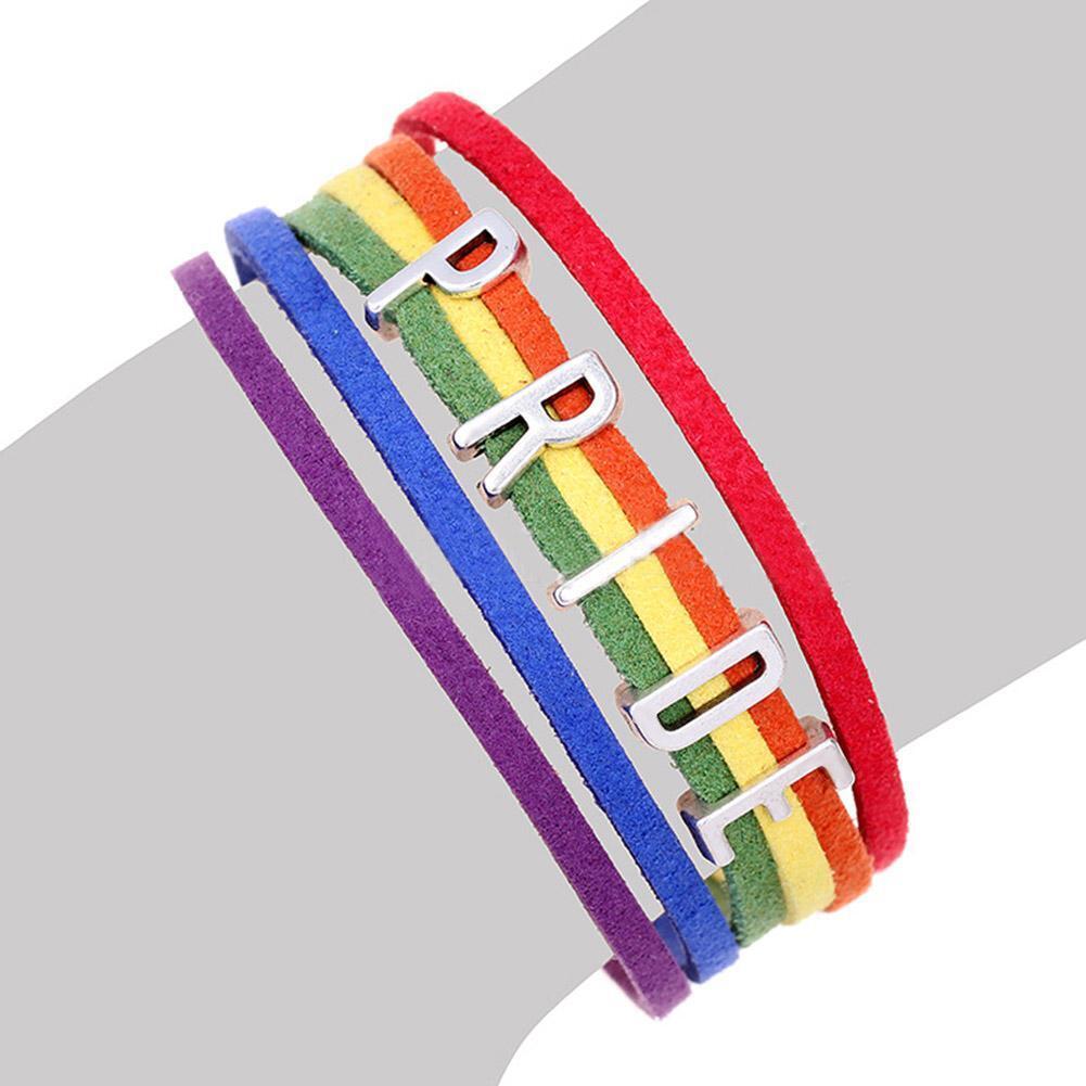 Women Men Simple Letters Handwoven Colorful Rainbow Bracelet Jewelry(1)