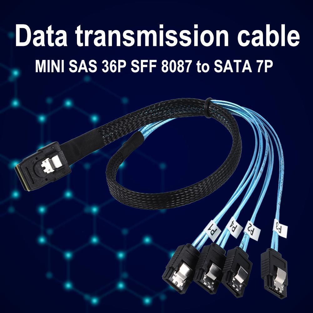 Cabledeconn G0101 MINI SAS 36P SFF 8087 to 4 SATA 7P Splitter Cable Cord