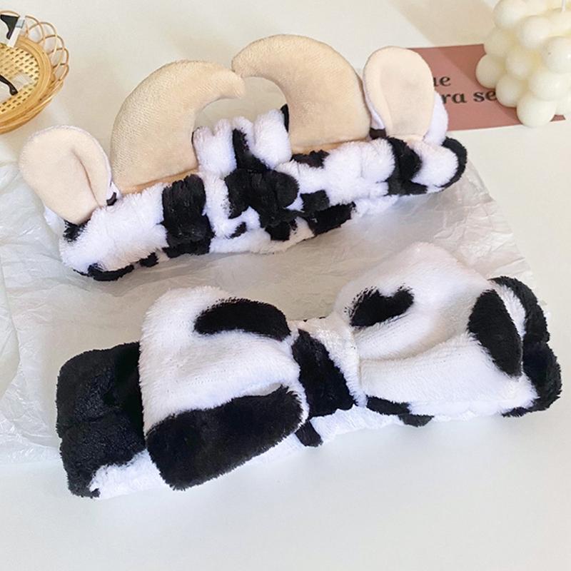 Women Cute Cow Horn Bow Shape Headband Wash Face Hair Holder Makeup Hairband