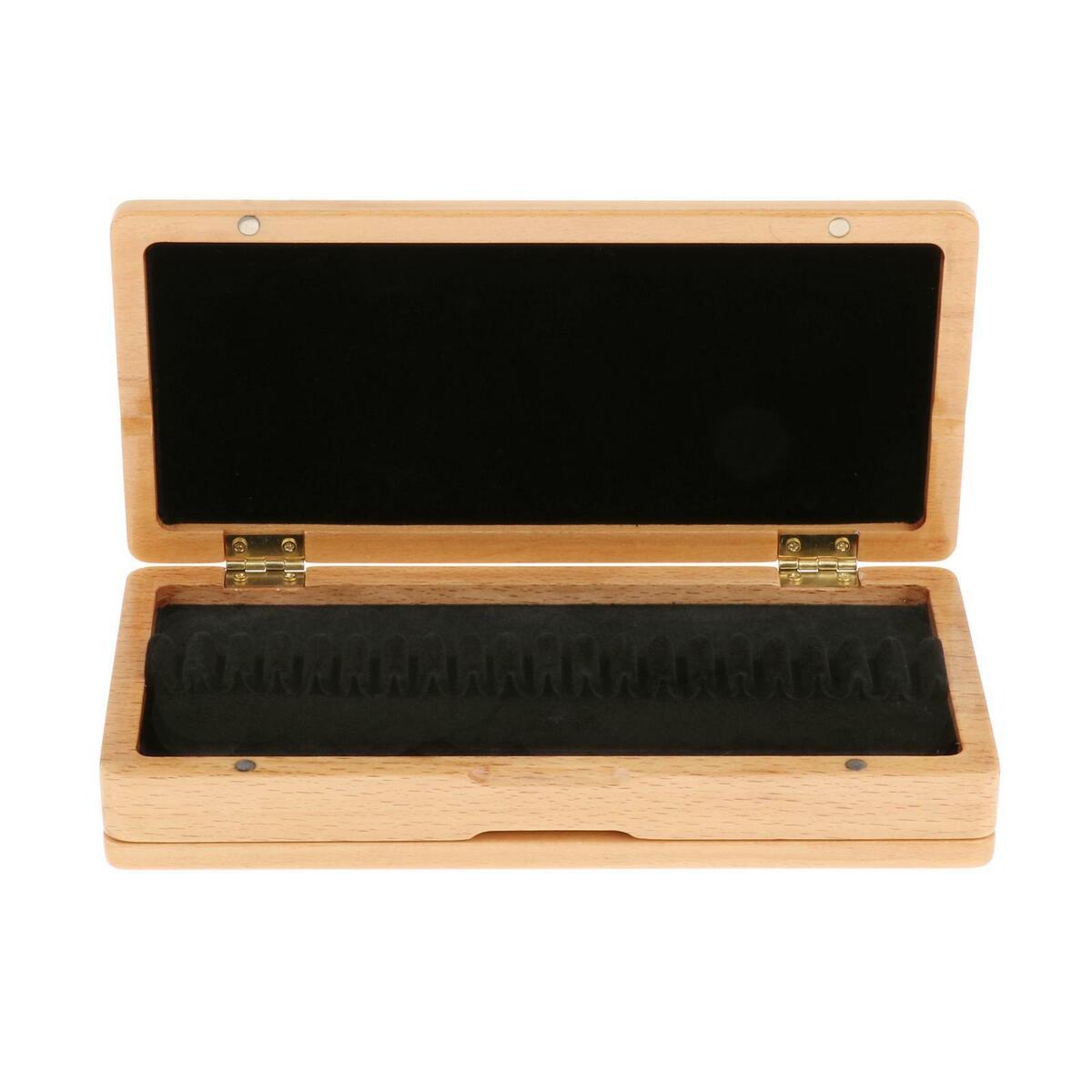 Biege Oboe Reed Case Storage Holder Box Wooden for 40pcs Reed 20x9.3x3.7cm