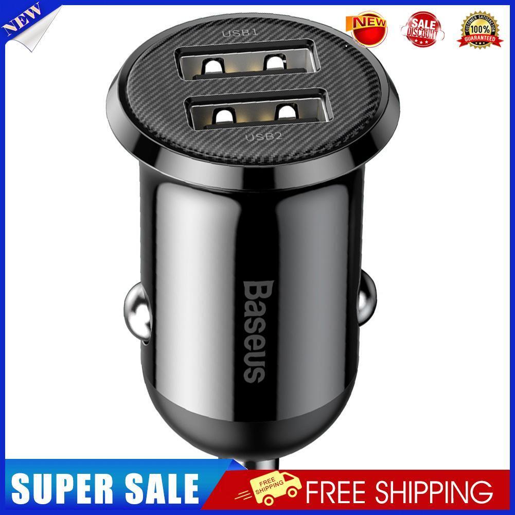 Baseus Grain Pro Car Charger 4.8A Dual USB Charger Charging Adapter (Black)