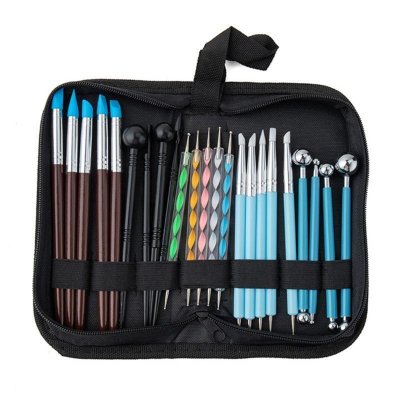 24 Pcs/Set Clay Sculpture Tools Set Essential Ceramic Clay Tools with Zipper Bag