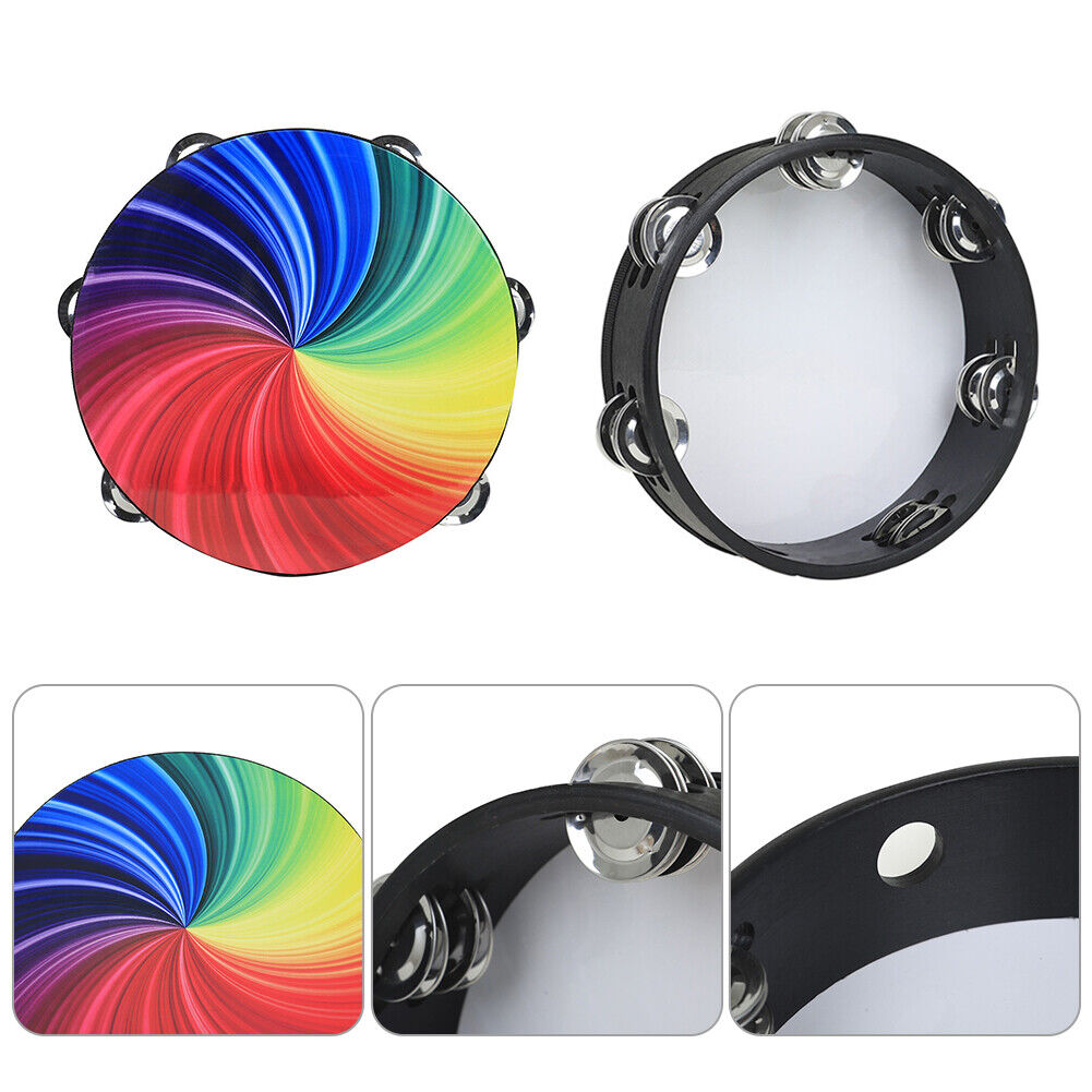8 inch Double Row Tambourine Orff Percussion Instrument Hand Drum for Kids