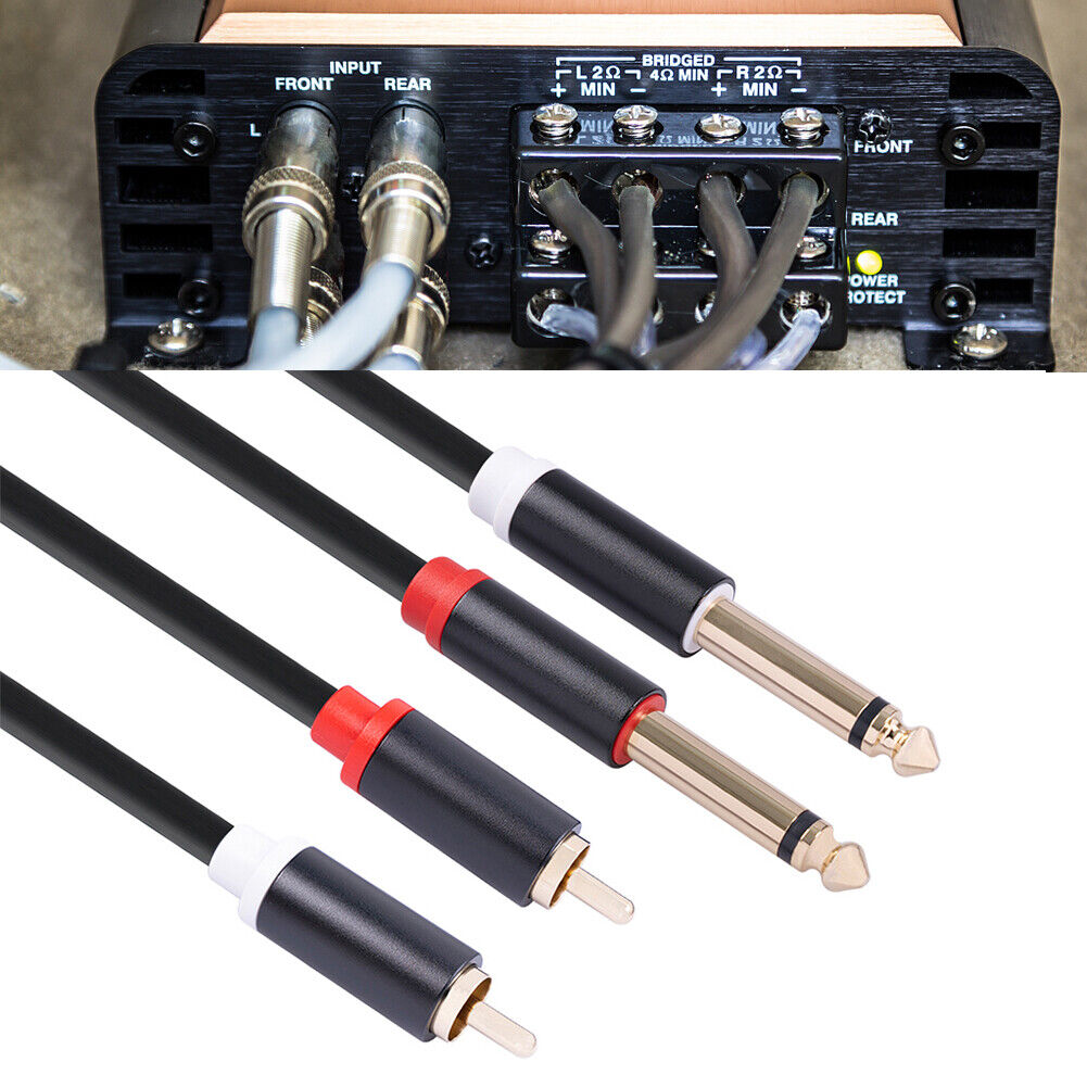 Mixer Audio Cable 2RCA Male to Dual 6.35 Male Stereo Aux Splitter Cable