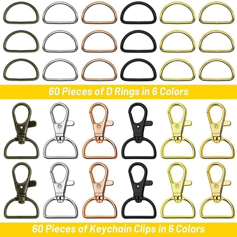 Lanyard Snap Hook D Ring Lobster Claw Clasps for Sewing Repair Handicraft 120PCS