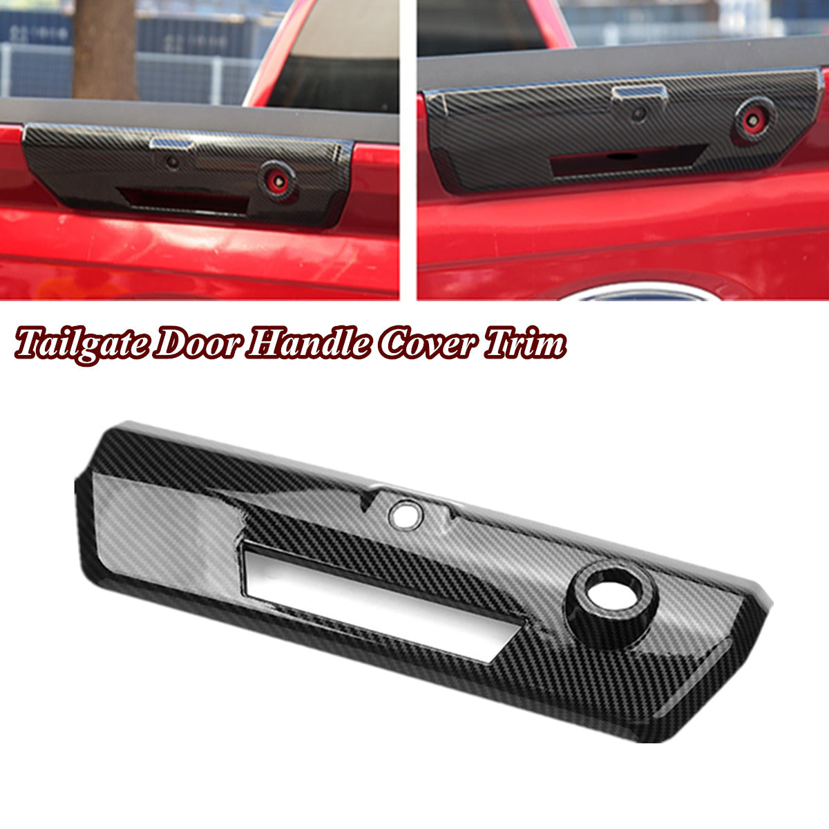 Glossy Carbon Fiber Look Rear Tailgate Door Handle Cover Trim For Ford F150 2021