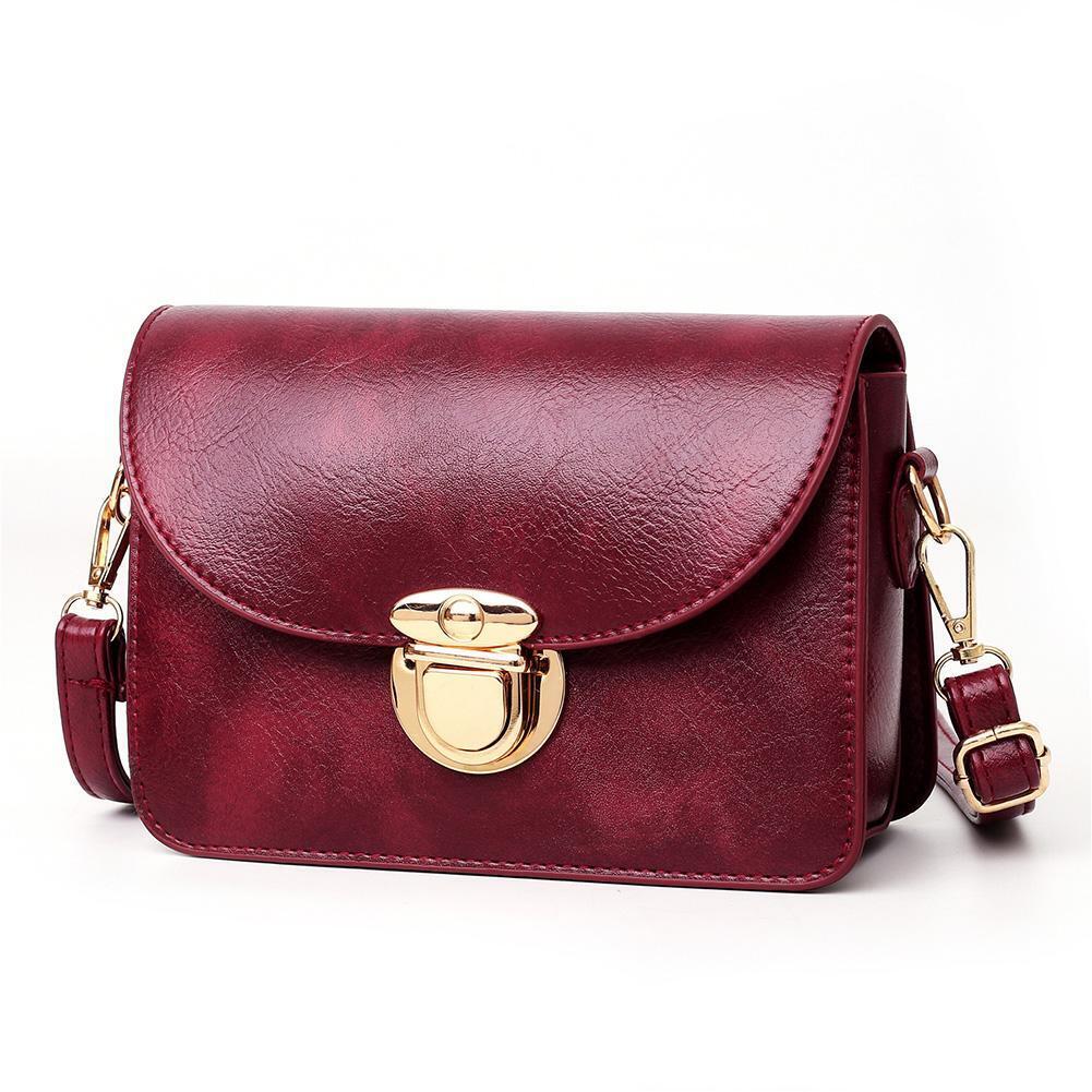 Women Crossbody Bags Leather Fashion Solid Small Shoulder Handbag (Red)