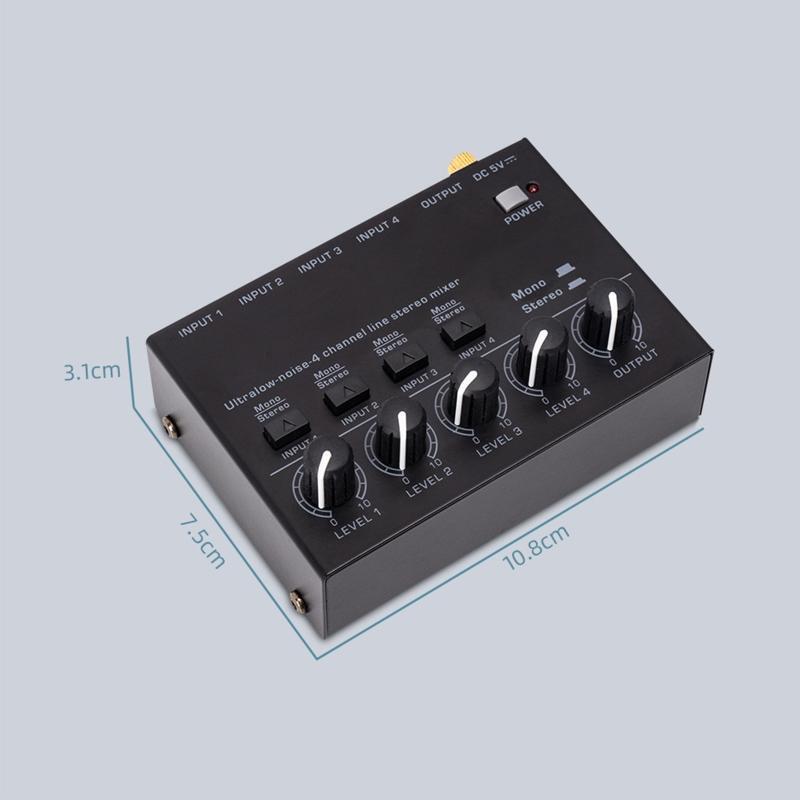 4 Channel Professional Sound Mixer Ultra Low-Noise Audio Stereo Sound Mixer
